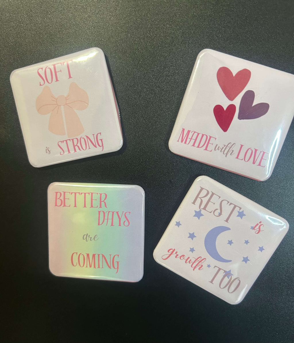 Kawaii Cuties Mini Magnets Set – full set of 4 2x2 waterproof kawaii character magnets