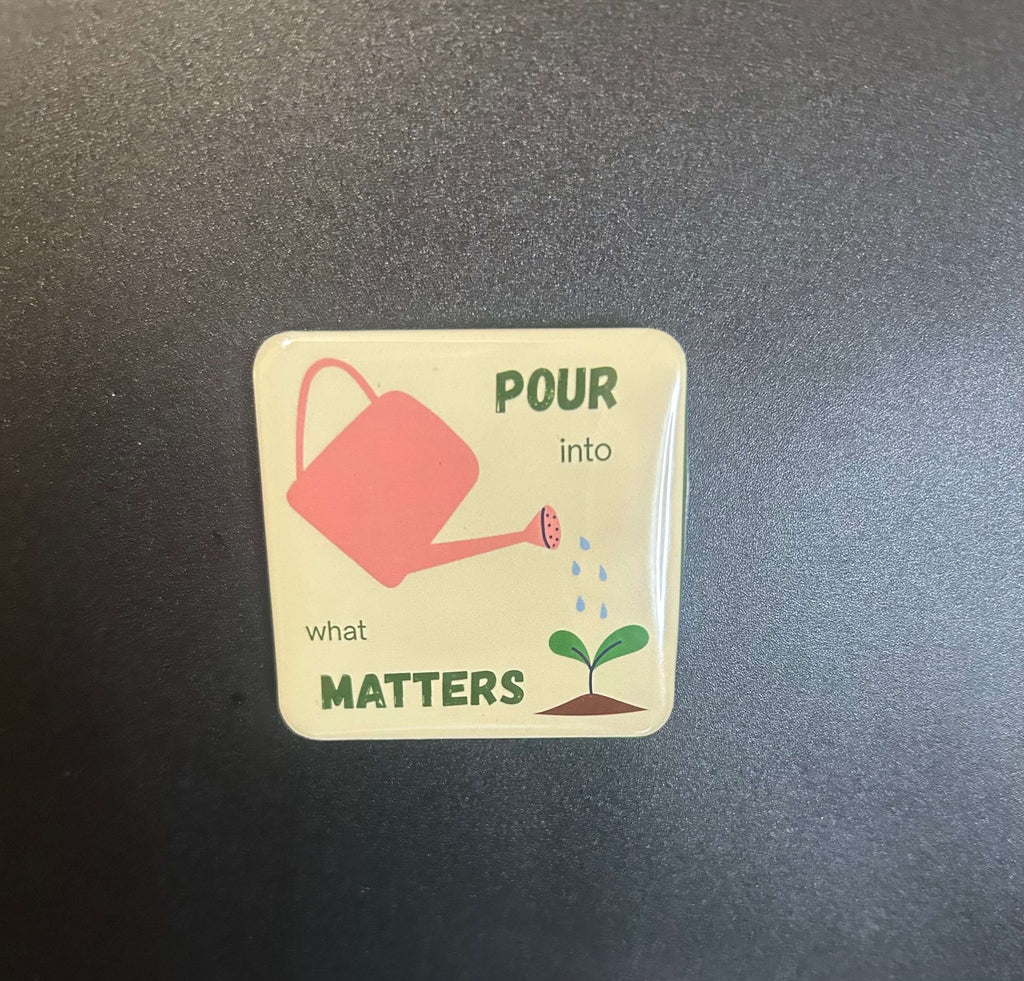 Close-up of Garden Cuties Mini Magnets Set showing floral designs and uplifting quotes