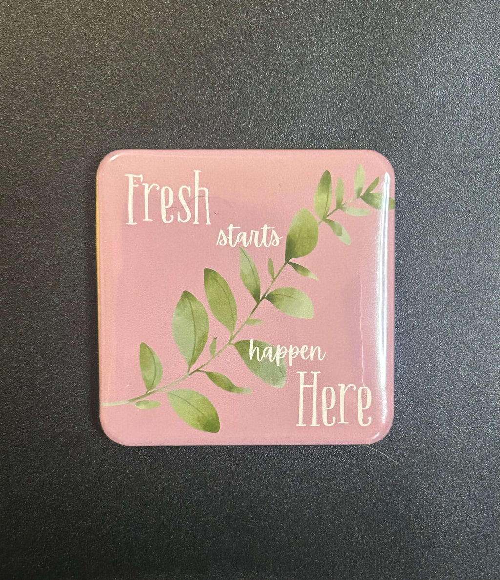 Boho Bloomers Mini Magnets Set displayed on a fridge with colorful, aesthetic decorations